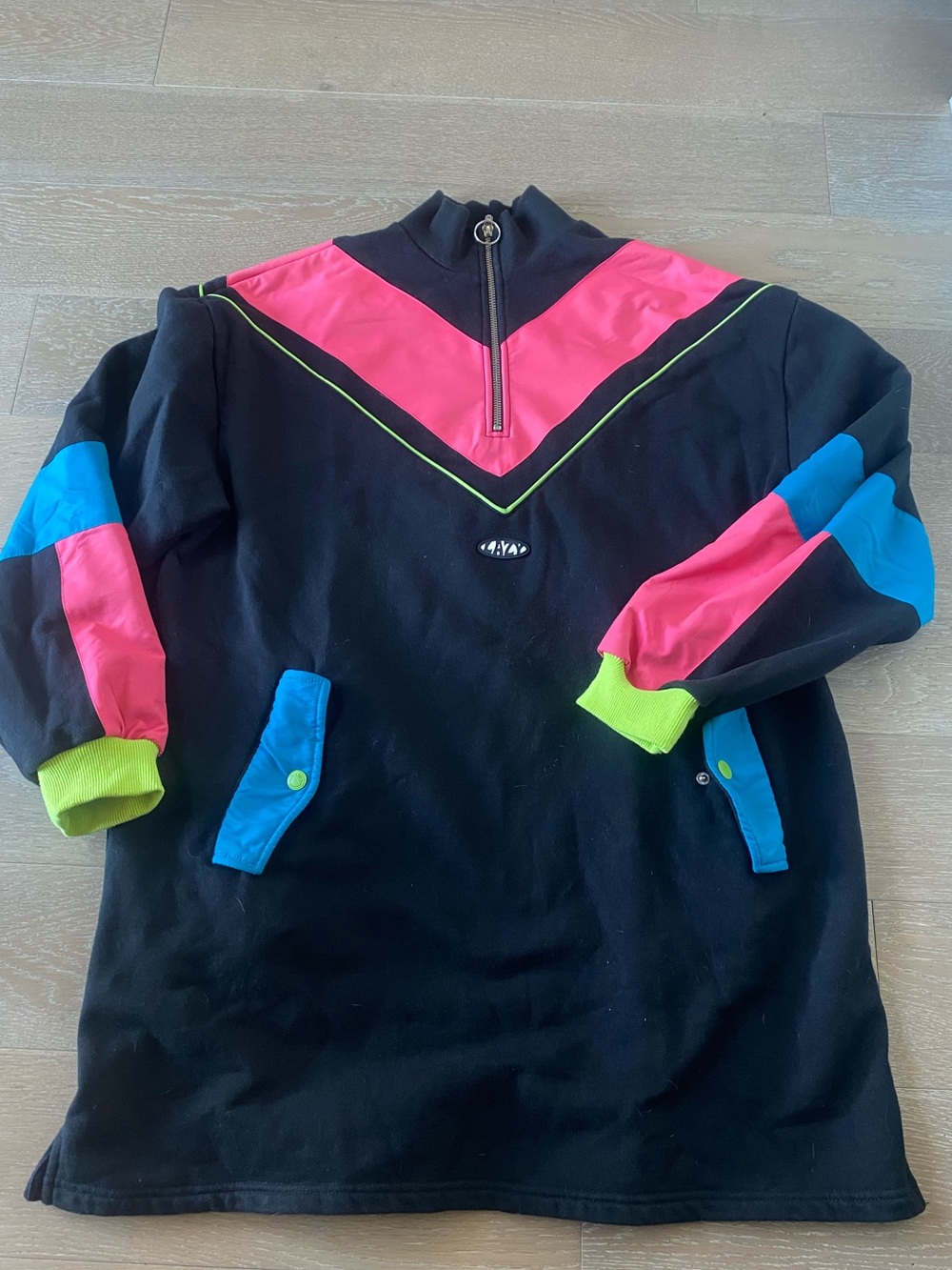 Lazy oaf 90’s y2k quarter zip sweatshirt colorful neon cotton pullover women S